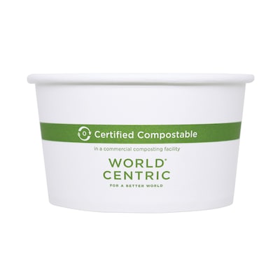 World Centric Paper Bowls, 4.5 dia x 2.5, 12 oz, White, 500/Carton