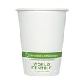 World Centric Paper Hot Cups, 12 oz, White, 1,000/Carton