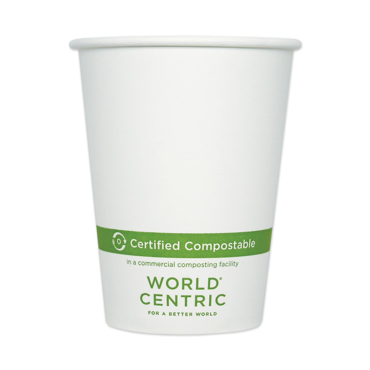 World Centric Paper Hot Cups, 12 oz, White, 1,000/Carton