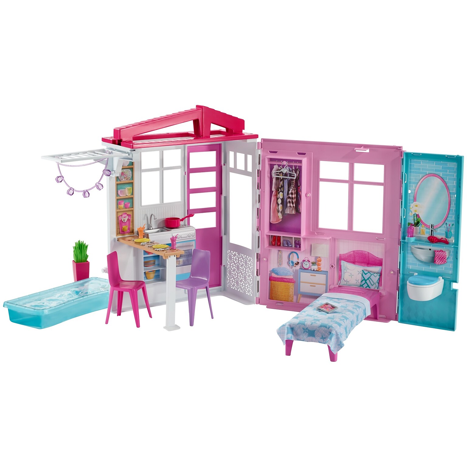 Mattel Barbie Dollhouse, Furniture, and Accessories, Pink  (FXG54)