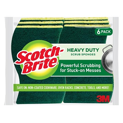Scotch-Brite® Heavy Duty Scrub Sponges, Green/Yellow, 6/Pack (426)