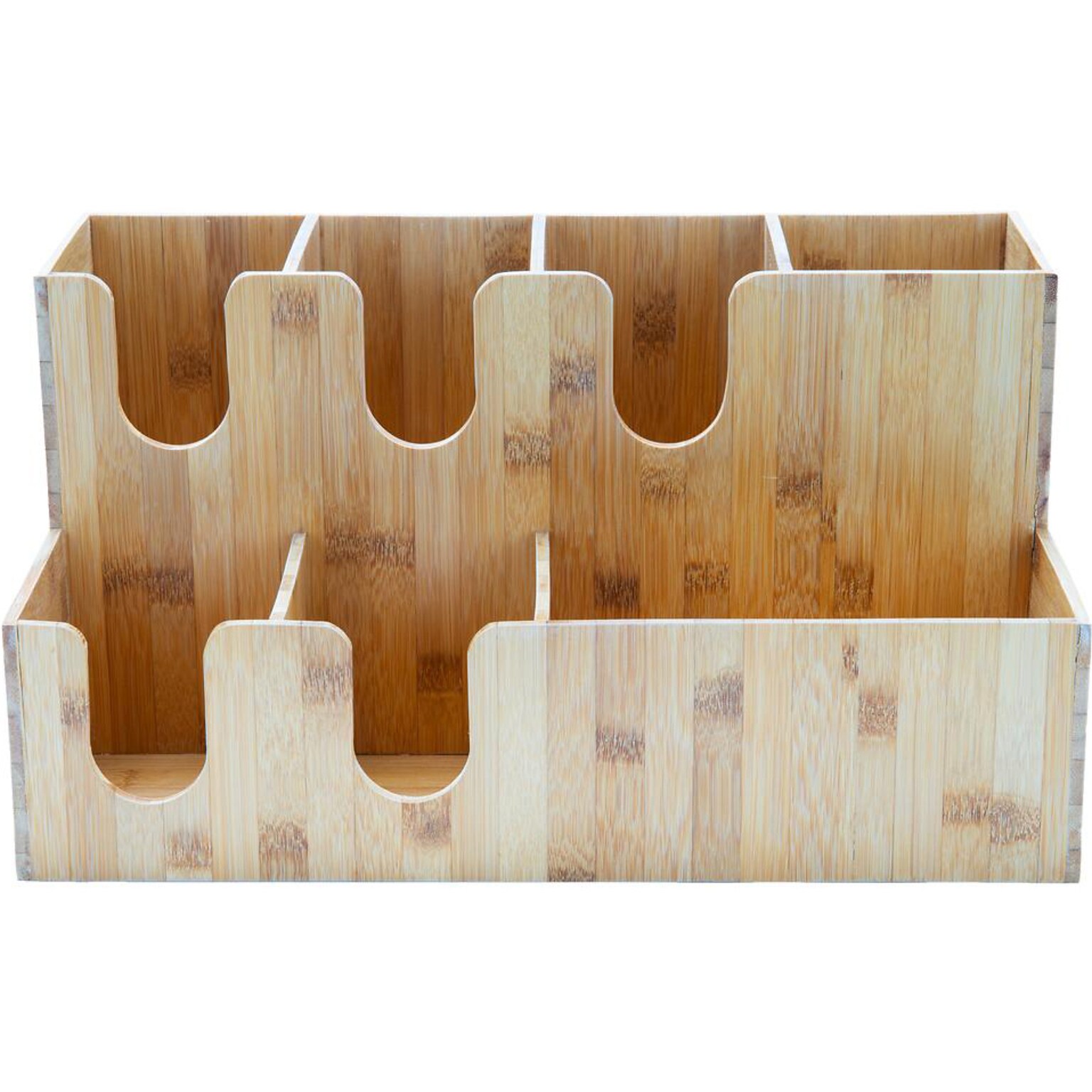Mind Reader 7 Compartment Bamboo Coffee Organizer, Brown (MEDIBM-BRN)