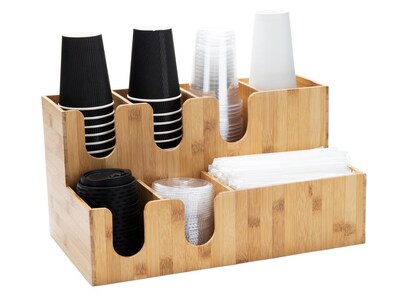 Mind Reader 7 Compartment Bamboo Coffee Organizer, Brown (MEDIBM-BRN)