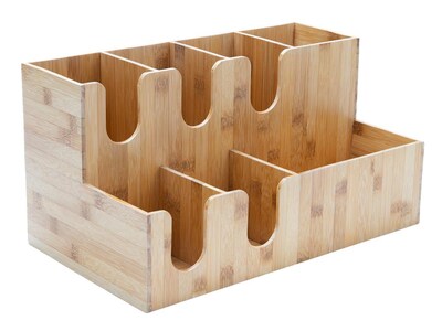 Mind Reader 7 Compartment Bamboo Coffee Organizer, Brown (MEDIBM-BRN)