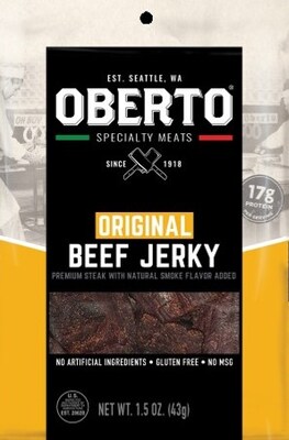 Oberto Beef Jerky, Original, 1.5 Oz., 8/Box (SMO1941)