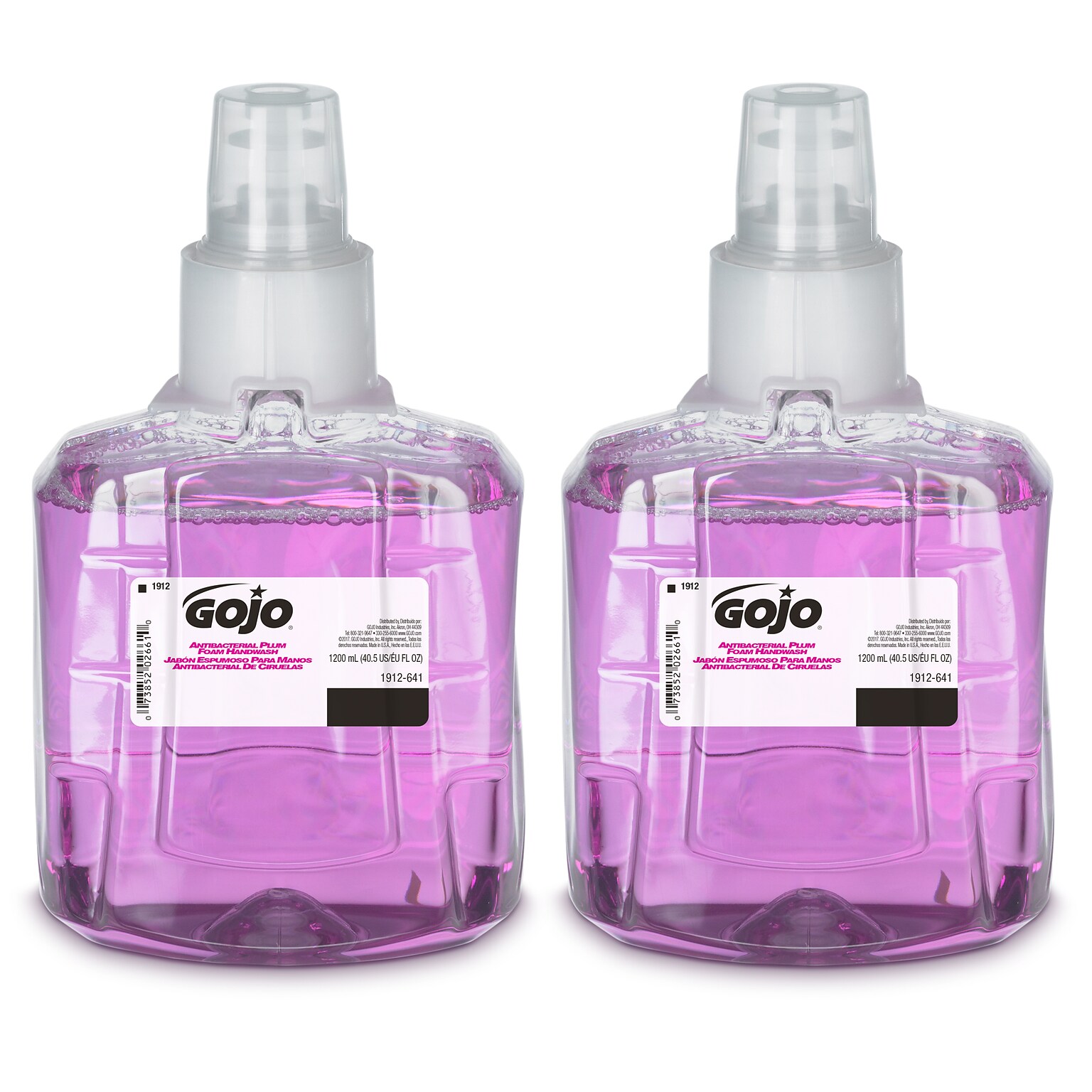 GOJO Antibacterial Foaming Soap Refill, Plum, 40.5 oz., 2/Carton (1912-02)