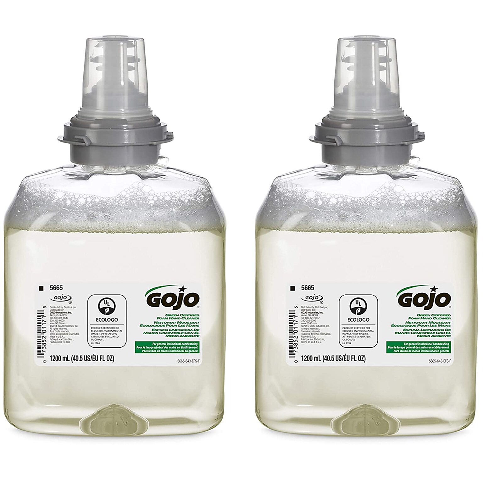 GOJO Green Certified Foaming Hand Soap Refill for TFX Dispenser, 1200 ml, 2/Carton (5665-02)