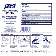 Purell® Hand Sanitizing Wipes, 1,200 Wipes/Pack, 2/Carton (9118-02)