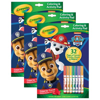 Crayola Coloring & Activity Pad with Markers, Paw Patrol, Pack of 3 (BIN46918-3)