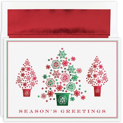 Great Papers! Holiday Greeting Cards, Snowflake Tree Trio, 7.875 x 5.625, 16/Pack (904000)