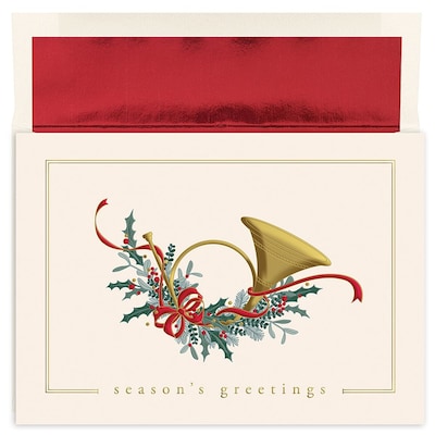 Great Papers! Holiday Greeting Cards, French Horn, 7.875 x 5.625, 16/Pack (897000)