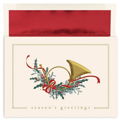 Great Papers!® Holiday Greeting Cards, French Horn, 7.875 x 5.625, 16 Cards/16 Foil-Lined Envelope