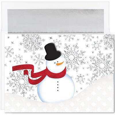 Great Papers!® Holiday Greeting Cards, Snappy Snowman, 7.875 x 5.625, 16 Cards/16 Foil-Lined Envel