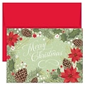 Great Papers!® Holiday Greeting Cards, Poinsettia & Pinecone Border, 7.875 x 5.625, 18 Cards/18 En