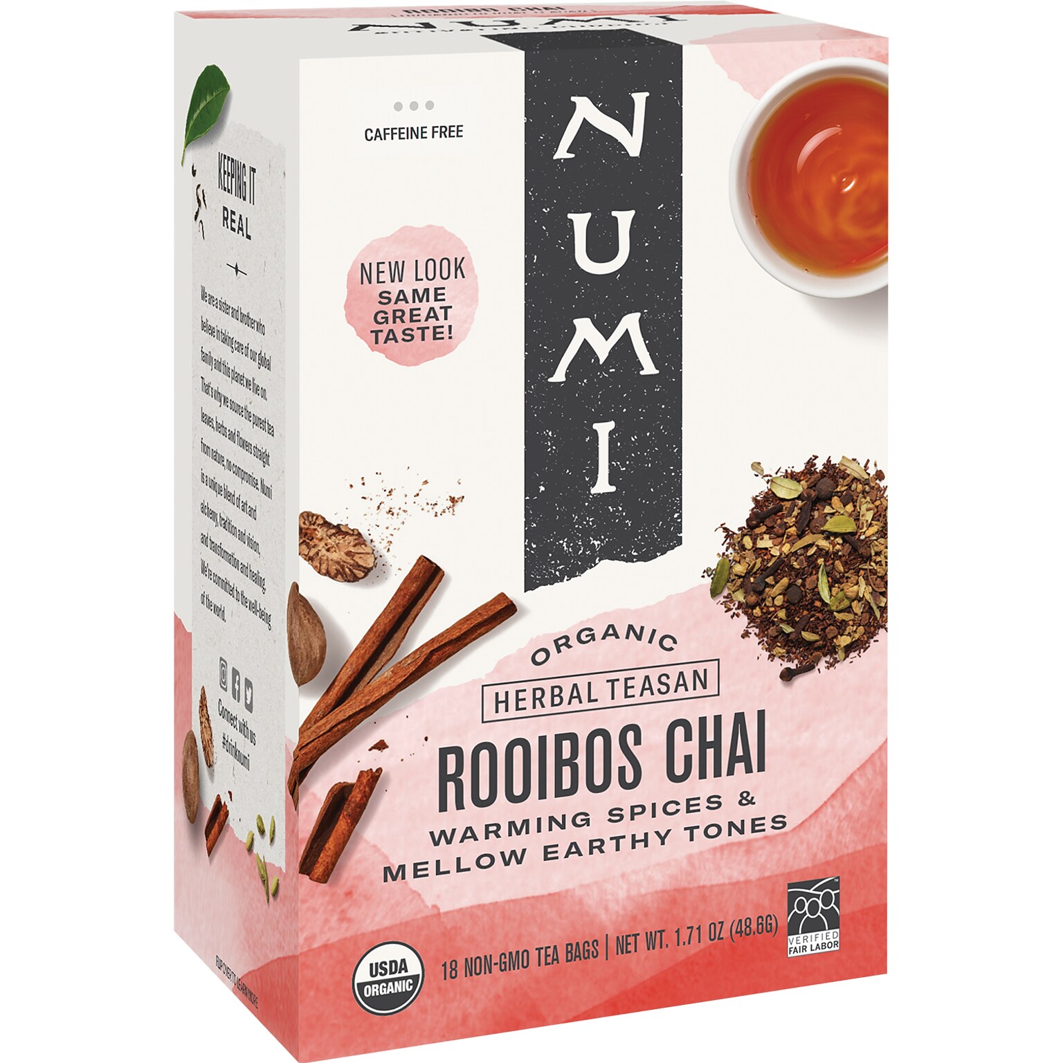 Numi Rooibos Chai Tea Bags, 18/Box (10200)