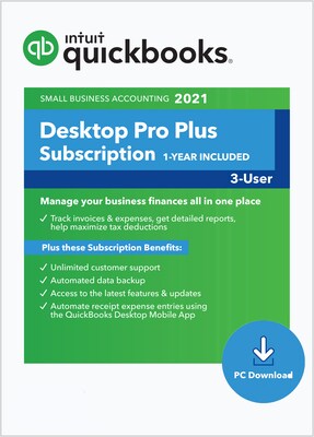 QuickBooks® Desktop Pro Plus 2021 for 3 Users, Windows, Download (0608328)