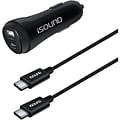 i.Sound Dual-Port USB Car Charger with 6ft USB-C to USB-C Cable (ISOUND-6102)