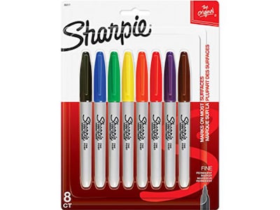 Sharpie Permanent Markers, Fine Tip, Assorted Colors, 8/Pack (30217)