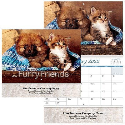 Furry Friends Stapled Wall Calendar