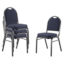 NPS 9200 Series Dome-Back Fabric Padded Stack Chair, Midnight Blue/Black Sandtex, 4 Pack (9254-BT/4)