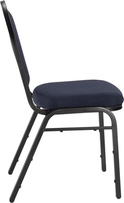 NPS 9200 Series Dome-Back Fabric Padded Stack Chair, Midnight Blue/Black Sandtex, 4 Pack (9254-BT/4)