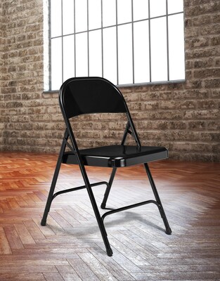 NPS 50 Series Metal All-Steel Folding Chair, Black, 4/Pack (510/4)