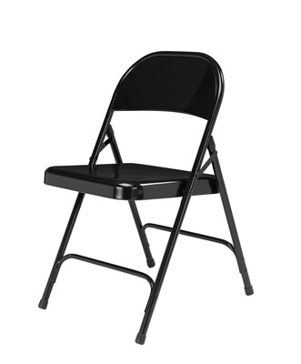 National Public Seating 50 Series Standard All-Steel Folding Chairs, Black/Black, 4 Pack (510/4)