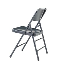 NPS 300 Series Premium All-Steel Triple Brace Double Hinge Folding Chairs, Char-Blue, 4 Pack (304/4)