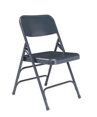 NPS 300 Series Premium All-Steel Triple Brace Double Hinge Folding Chairs, Char-Blue, 4 Pack (304/4)