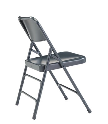 NPS 300 Series Premium All-Steel Triple Brace Double Hinge Folding Chairs, Char-Blue, 4 Pack (304/4)
