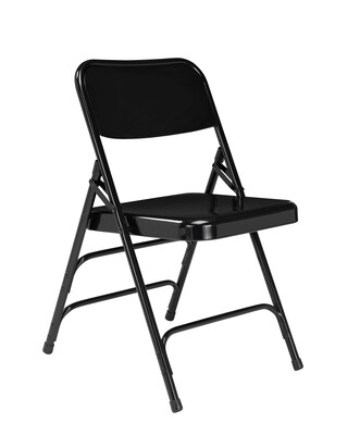 NPS 300 Series Premium All-Steel Triple Brace Double Hinge Folding Chairs, Black, 4 Pack (310/4)