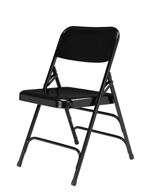 NPS 300 Series Premium All-Steel Triple Brace Double Hinge Folding Chairs, Black, 4 Pack (310/4)