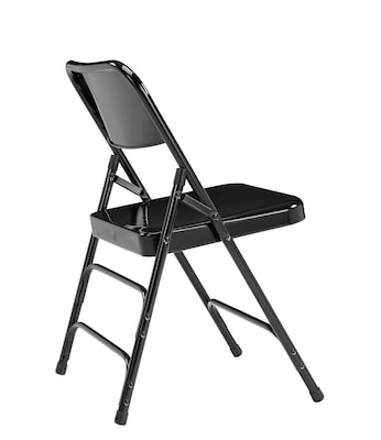 NPS 300 Series Premium All-Steel Triple Brace Double Hinge Folding Chairs, Black, 4 Pack (310/4)