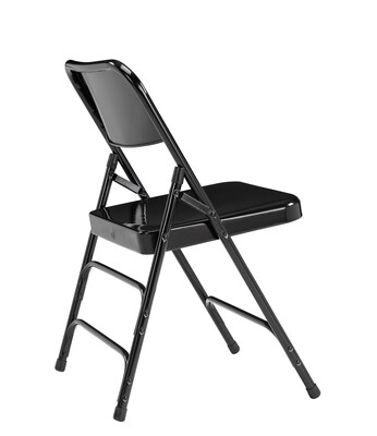 NPS 300 Series Premium All-Steel Triple Brace Double Hinge Folding Chairs, Black, 4 Pack (310/4)