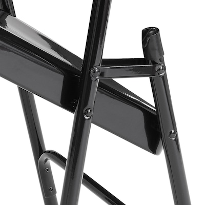 NPS 300 Series Premium All-Steel Triple Brace Double Hinge Folding Chairs, Black, 4 Pack (310/4)