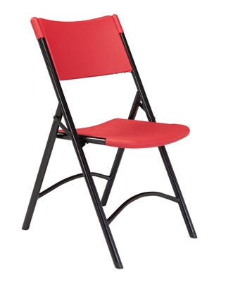 NPS 600 Series Plastic Blow Molded Folding Chair, Red/Black, 4 Pack (640/4)