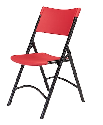 NPS 600 Series Plastic Blow Molded Folding Chair, Red/Black, 4 Pack (640/4)