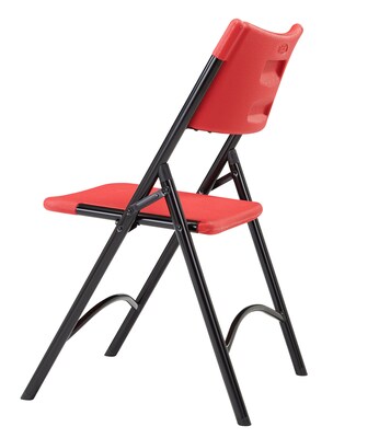 NPS 600 Series Plastic Blow Molded Folding Chair, Red/Black, 4 Pack (640/4)