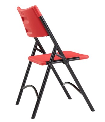 NPS 600 Series Plastic Blow Molded Folding Chair, Red/Black, 4 Pack (640/4)