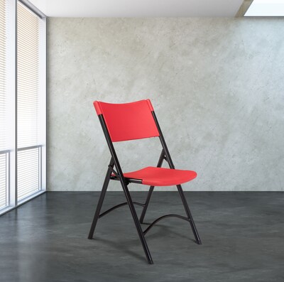 NPS 600 Series Plastic Blow Molded Folding Chair, Red/Black, 4 Pack (640/4)