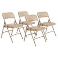 NPS 1200 Series Vinyl Padded Premium Folding Chairs, French Beige/Beige, 4 Pack (1201/4)