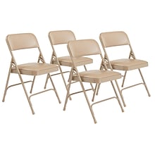 NPS 1200 Series Vinyl Padded Premium Folding Chairs, French Beige/Beige, 4 Pack (1201/4)