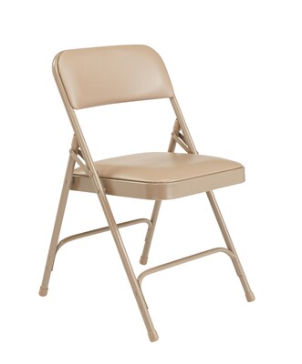 NPS 1200 Series Vinyl Padded Premium Folding Chairs, French Beige/Beige, 4 Pack (1201/4)