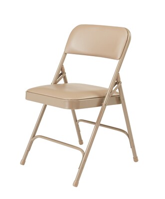 NPS 1200 Series Vinyl Padded Premium Folding Chairs, French Beige/Beige, 4 Pack (1201/4)