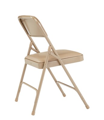 NPS 1200 Series Vinyl Padded Premium Folding Chairs, French Beige/Beige, 4 Pack (1201/4)