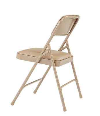 NPS 1200 Series Vinyl Padded Premium Folding Chairs, French Beige/Beige, 4 Pack (1201/4)