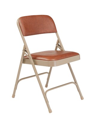 NPS 1200 Series Vinyl Padded Premium Folding Chairs, Honey Brown/Beige, 4 Pack (1203/4)