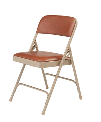 NPS 1200 Series Vinyl Padded Premium Folding Chairs, Honey Brown/Beige, 4 Pack (1203/4)