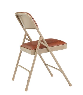 NPS 1200 Series Vinyl Padded Premium Folding Chairs, Honey Brown/Beige, 4 Pack (1203/4)