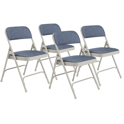 NPS 2200 Series Fabric Padded Premium Folding Chairs, Imperial Blue/Gray, 4 Pack (2205/4)